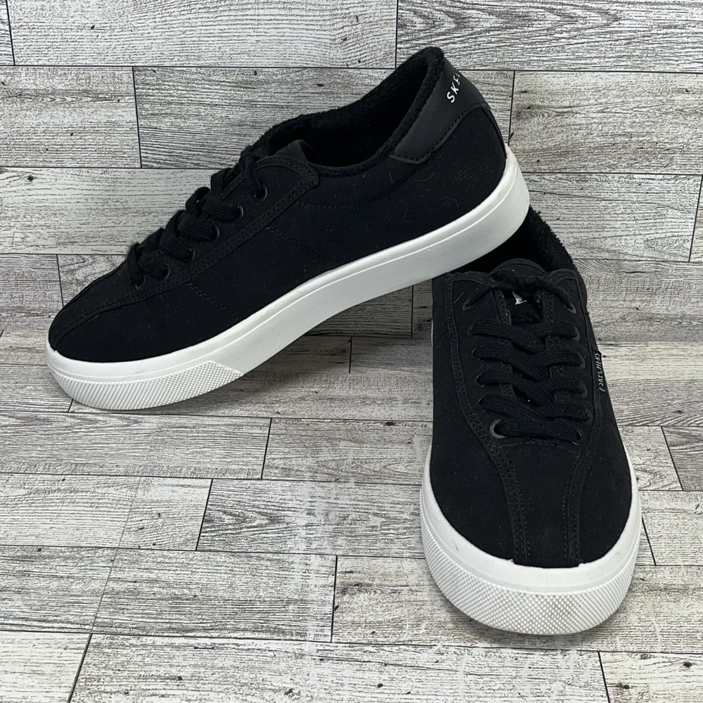 Skechers Street Poppy Stream Lined Sneakers Black White 73925‎ Women Size 8.5
